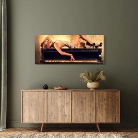 Obraz - Žena na klavíri (120x50 cm)