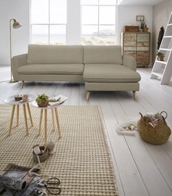 Rohová sedačka Salma,svetlo hnedá látka, univerzálna pravá/ľavá