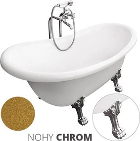 Besco Akrylátová voľne stojaca vaňa Otylia Glam Z 160x77 (170x77) bez prepadu BESCO-Typ výpuste: Click-Clack bez prepadu, chróm, BESCO-Nôžky: Čierna …
