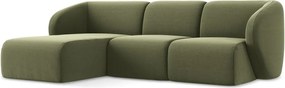 Zelená zamatová rohová pohovka (ľavý roh/s leňoškou) Lani – Makamii