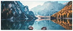Obraz - Lode na jazere Braies (120x50 cm)