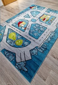 Detský koberec s motívom ihriska Kids Cesta 304 – modrý Rozmer: 60x100 cm