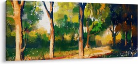 Obraz lesa v letnom slnku, maľba (120x50 cm)