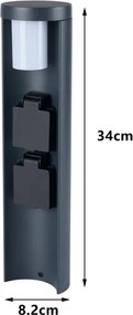 Brilagi - Vonkajšie svietidlo so 2 zásuvkami SCHUKO PILLAR 1xG9/11W/230V IP44 antracit