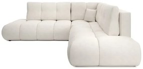 Rozkladacia rohová čalúnená sedacia súprava ALMADA do tvaru L s úložným priestorom, ľavé prevedenie, béžová