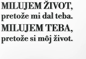 drevko Citát o láske Milujem život, pretože mi dal teba Rozmer obrazu: 36,5 x 60 cm, Farba dekorácie: Čierna