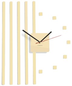Nalepovacie nástenné hodiny s pruhmi vanilla-ecru