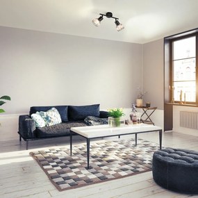 Čierne stropné svietidlo s kovovo-ratanovým tienidlom 10x28 cm Straw – Fischer &amp; Honsel