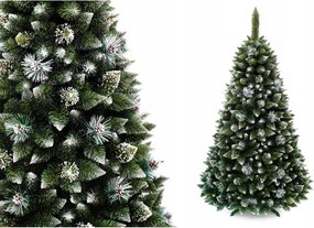 Umelý 3D vianočný stromček BOROVICA smaragdová 220cm so šiškami zasnežená