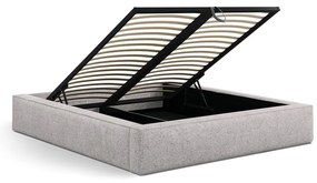 Béžová čalúnená dvojlôžková posteľ s úložným priestorom s roštom 140x200 cm Simon – Micadoni