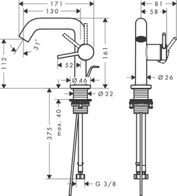 Hansgrohe Tecturis S, páková umývadlová batéria 110 Fine CoolStart EcoSmart+ s odtokovou súpravou, chrómová, HAN-73323000
