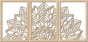 3-dielna mandala kvetov – moderná drevená nástenná dekorácia do obývačky | SENTOP HDF0583