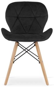 Set troch jedálenských stoličiek LAGO čierne (hnedé nohy) (3ks)