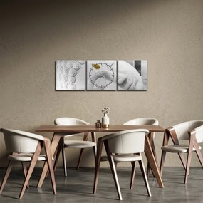 Obraz - Biely Budha (s hodinami) (90x30 cm)