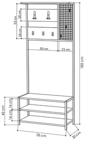 Predsieňová stena NOMAD 182x78 cm čierna/antracit