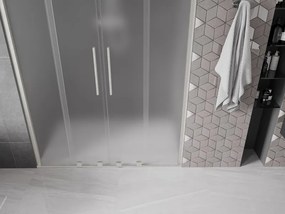 Mexen Velar Duo, posuvné sprchové dvere do otvoru 150 cm, 8mm sklo námraza, brúsená oceľ, 871-150-000-32-97