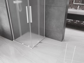 Mexen Velar L Duo, sprchový kút s posuvnými dverami 100 x 100 cm, 8mm sklo námraza, biela matná, 871-100-100-02-33-20