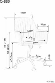 SI Q-886 Sametová otočná stolička antická ružová