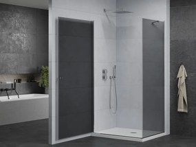 Mexen Pretoria, sprchovací kút 80 (dvere) x 70 (stena) cm, 6mm šedé sklo, chrómový profil + biela sprchová vanička, 852-080-070-01-40-4010