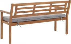 Záhradná lavička HWC-N47, 82x145x59 cm, akáciové drevo - sivý vankúš