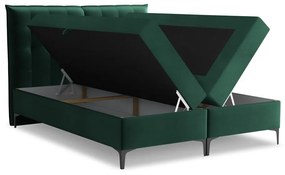Tmavozelená boxspring posteľ s úložným priestorom 160x200 cm Mikana – Makamii