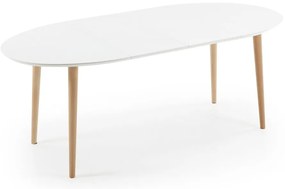Biely rozkladací jedálenský stôl s bielou doskou 90x120 cm Oqui – Kave Home