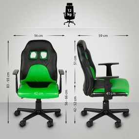 Detská kancelárska stolička Fun - Zelená