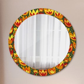 Okrúhle zrkadlo s potlačou Retro tulipány fi 80 cm