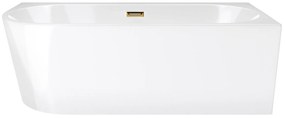 D‘Eluxe - VANE - Voľne stojaca akrylátová vaňa RELAX NT49R Pravá xcm Voľne stojaca vaňa biela 160 74 59 160x74cm biela + Sifón CLIK CLACK - farba Zlatá