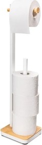 Erga Gasa, držiak na toaletný papier so zásobníkom na postavenie 62cm, biela-prírodná hnedá, ERG-YKA-P.GASA-WHT