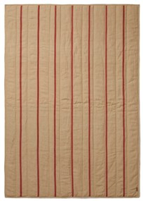 ferm LIVING Prešívaný ľanový prehoz Qulited Camel/Red 120x170 cm