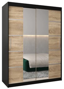 Šatníková skriňa 150 cm Verika 4 150 (čierna + dub sonoma). Akcia -28%. Vlastná spoľahlivá doprava až k Vám domov. 1064282