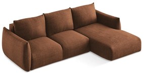 Terakotová rozkladacia rohová pohovka (pravý roh/s leňoškou) Leila – Makamii