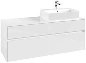 VILLEROY &amp; BOCH Collaro závesná skrinka pod umývadlo na dosku (umývadlo vpravo), 4 zásuvky, 1400 x 500 x 548 mm, Glossy White, C13300DH