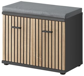 Botník s vankúšikom Mablo (antracit + dub artisan + čierna). Vlastná spoľahlivá doprava až k Vám domov. 1097707