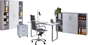 XXXLutz KANCELÁRIA, sivá, biela s vysokým leskom, MID.YOU - Kancelárske regály - 001067009505