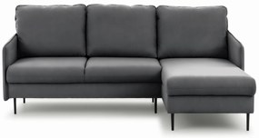 Rozkladacia rohová sedačka Taila Mini pravá - šedý zamat Velluto 18 / čierne nožičky