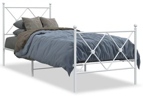 Kovový rám postele s čelom a podnožkou biely 80x200 cm 376560
