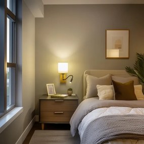 Brilagi -LED Flexibilná nástenná lampa NUBILA WOOD 1xE27/25W/230V + LED/3W dub/čierna/krémová