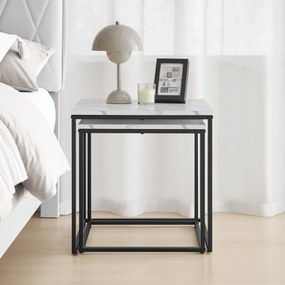 Sada 2ks konferenčných stolíkov QUADRO, dekor biely mramor