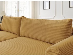 Menčestrová rozkladacia rohová pohovka v horčicovej farbe (ľavý roh) Lucien – Bobochic Paris