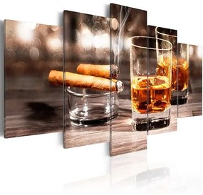 Obraz - Cigar and whiskey Veľkosť: 100x50, Verzia: Na talianskom plátne