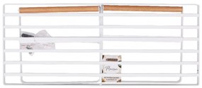 Prídavná polica s drevenými úchytkami, odkvapkávač, biely kov MAISON XL - 52x21x20
