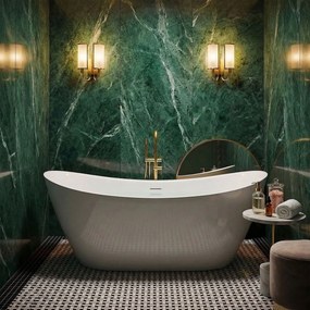 Rea FERRANO Slim, voľne stojaca vaňa 1600×800×720 mm, biela, medená matná krytka odtoku, KPL-W8081