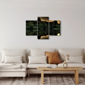 Obraz jazera pri lese (90x60 cm)