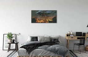 Obraz canvas Mesto v noci dym monštier 100x50 cm