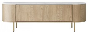 TV stolík / skrinka Nisken 140 2D, Farby: dub cremona / mramor čierny + čierna