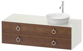 DURAVIT White Tulip závesná skrinka pod umývadlo na dosku vpravo, 2 zásuvky, 1300 x 550 x 408 mm, americký orech masív/biela matná, WT4992R7736