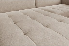 Béžová ženilková rozkladacia/s úložným priestorom rohová pohovka (ľavý roh/s leňoškou) Gomsi – ELTAP