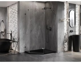 Mexen Lunar, pravý výklopný päťuholníkový sprchový kút 100 x 80 cm, 8mm číre sklo, profil grafit brúsený, 831-100P-080L-66-00-P